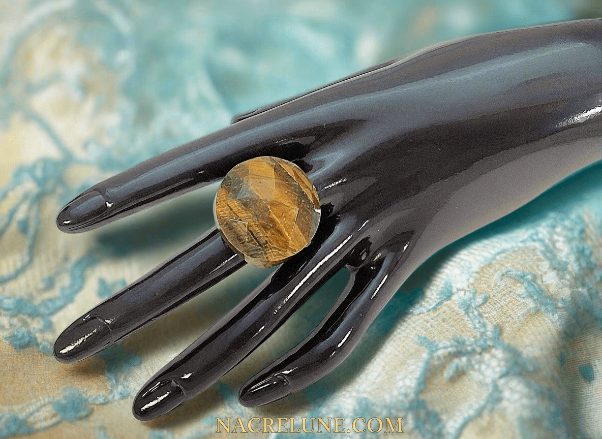 Bague en oeil du tigre pierre naturelle NACRELUNE Bague