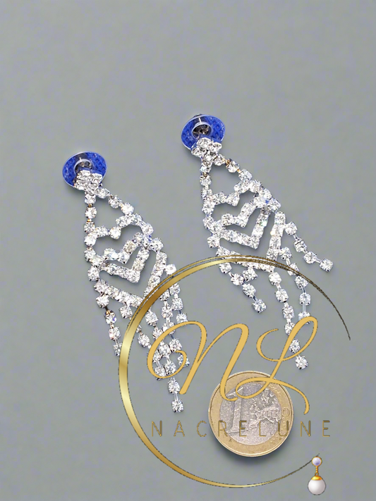longues boucles en  strass