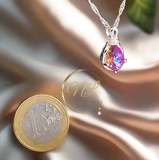 Pendentif en argent avec topaze taillée traitées mystique