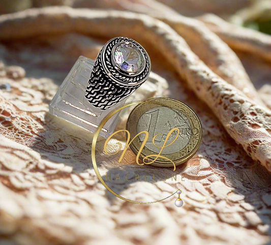 Bague en argent 925 avec topaze traitée mystique multicolore