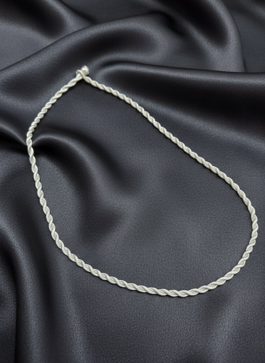 Tours du cou et liens en cordon ou tissu Cordon blanc cassé nacrelune.com collier