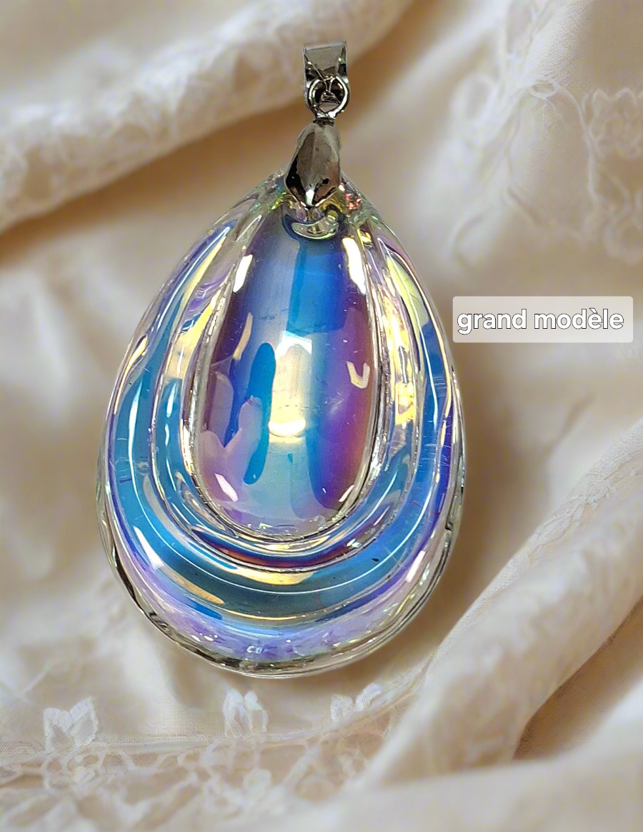 Pendentif en verre coloré Multicolore clair Grand nacrelune.com pendentif