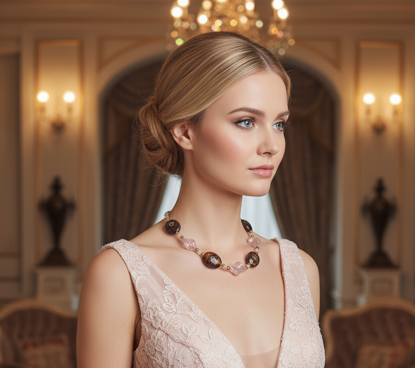 collier en verre décoré nacrelune.com collier