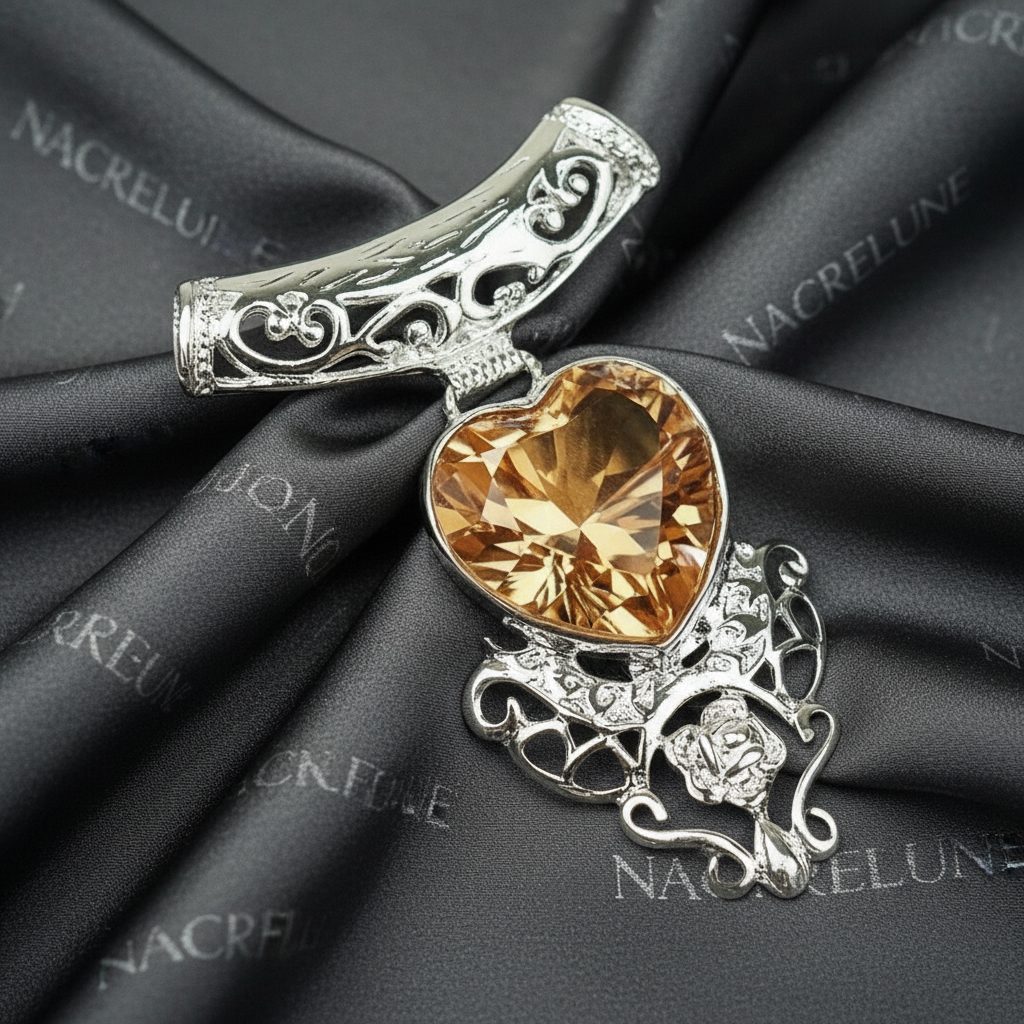 pendentif en argent en forme de coeur avec topaze nacrelune.com pendentif