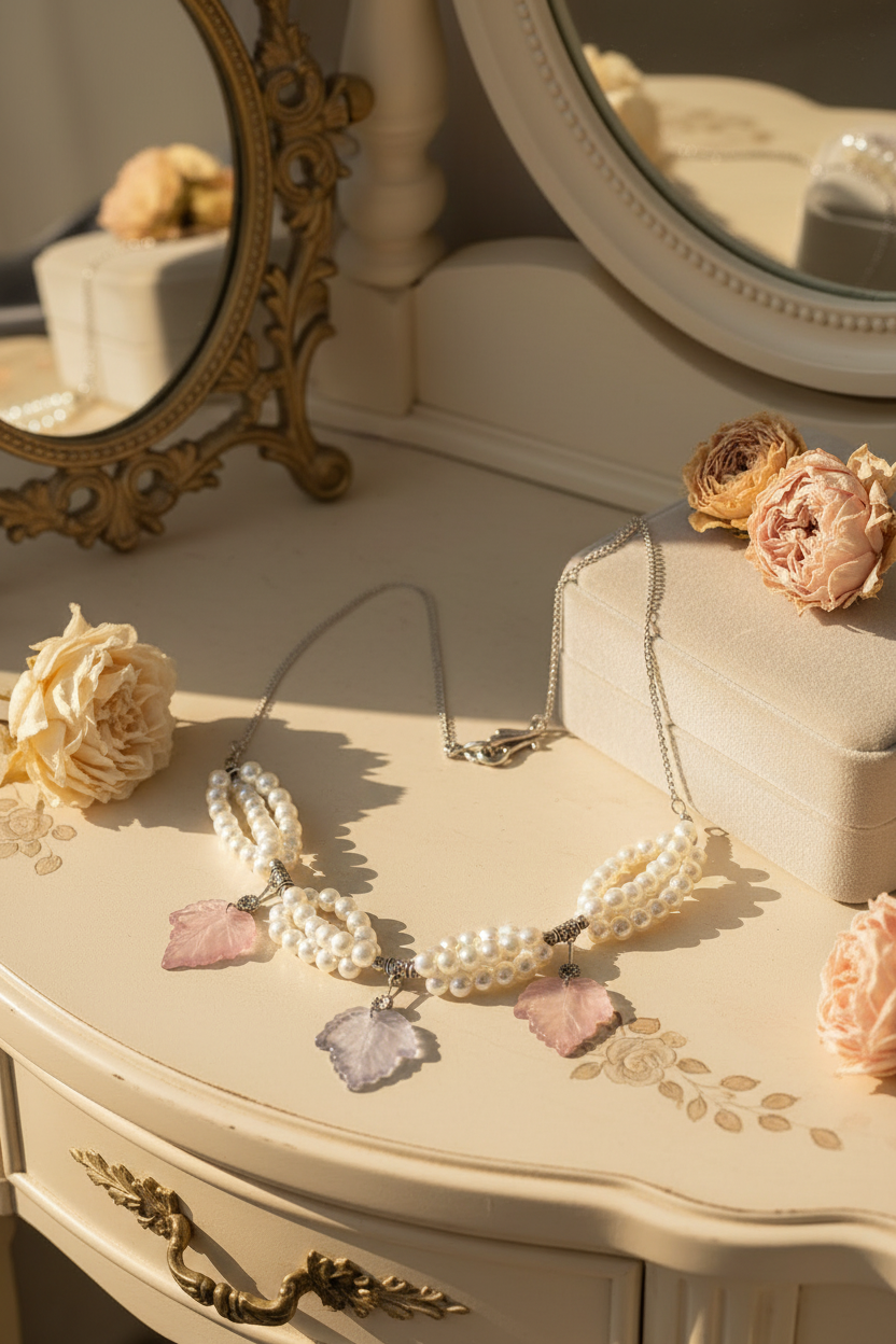 collier fantaisie aux couleurs pastels nacrelune.com collier