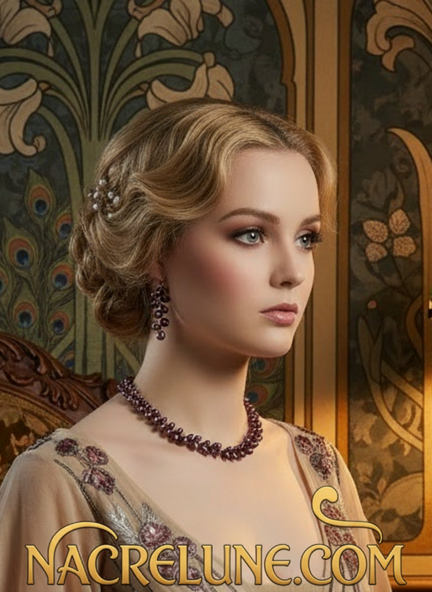 Parure en perles de culture couleur bordeaux NACRELUNE parure