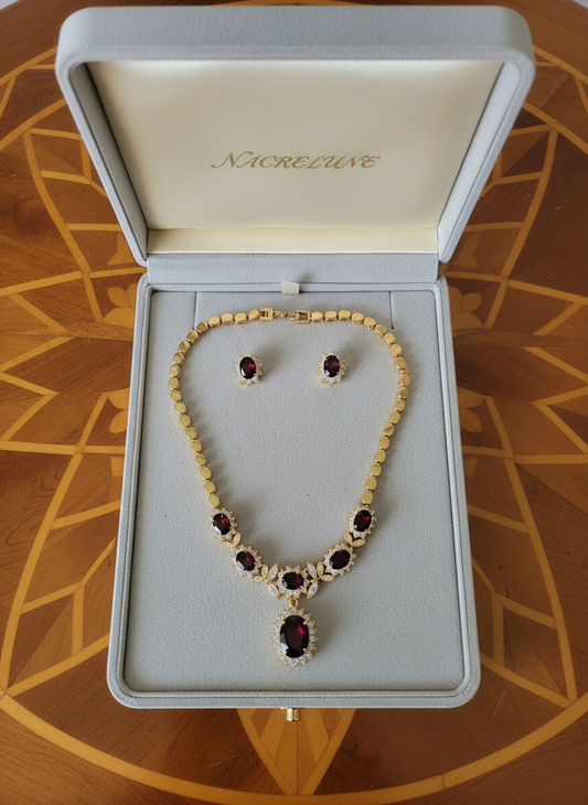 parure en zirconia imitation rubis NACRELUNE parure