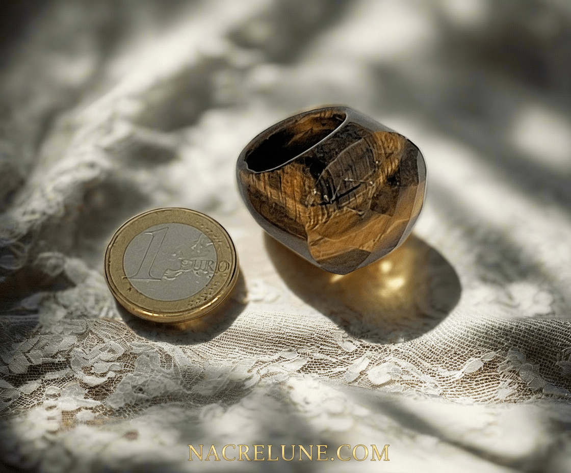 Bague en oeil du tigre pierre naturelle NACRELUNE Bague