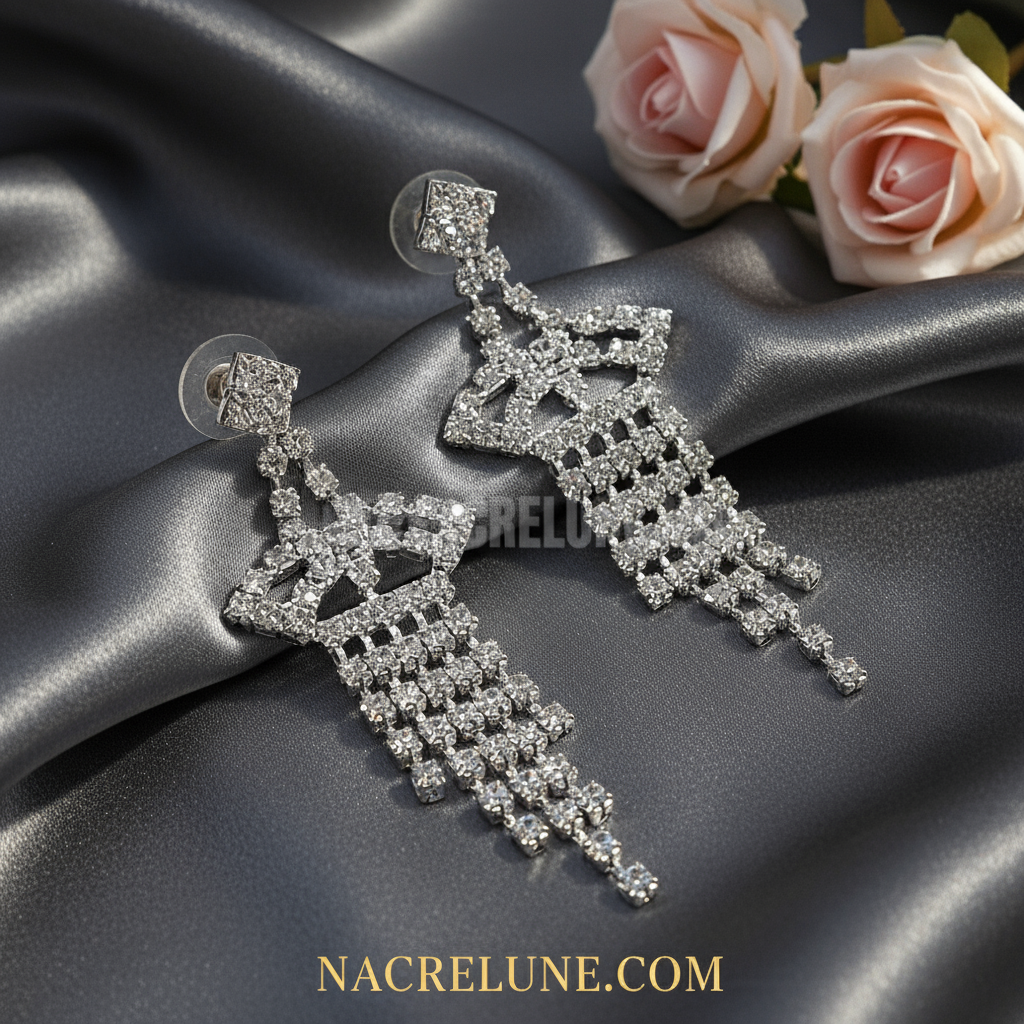 longues boucles d'oreille en strass NACRELUNE boucles d'oreille