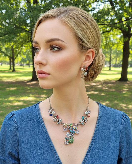 Parure en émail feuilles colorées NACRELUNE parure