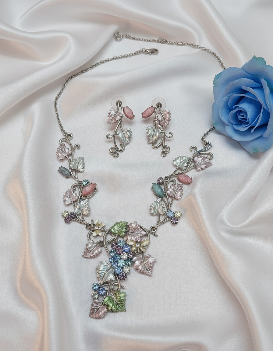 Parure en émail feuilles colorées NACRELUNE parure
