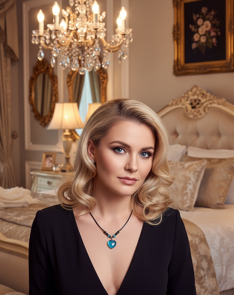 Pendentif en oeil de chat en forme de coeur. Bleu nacrelune.com pendentif