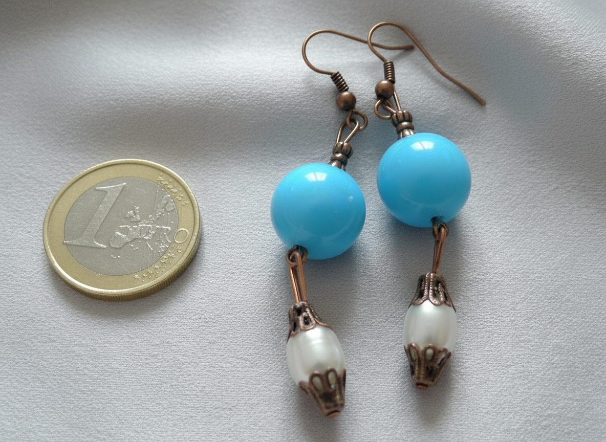 Parure en perles de quartz bleus polis avec perles de culture NACRELUNE parure