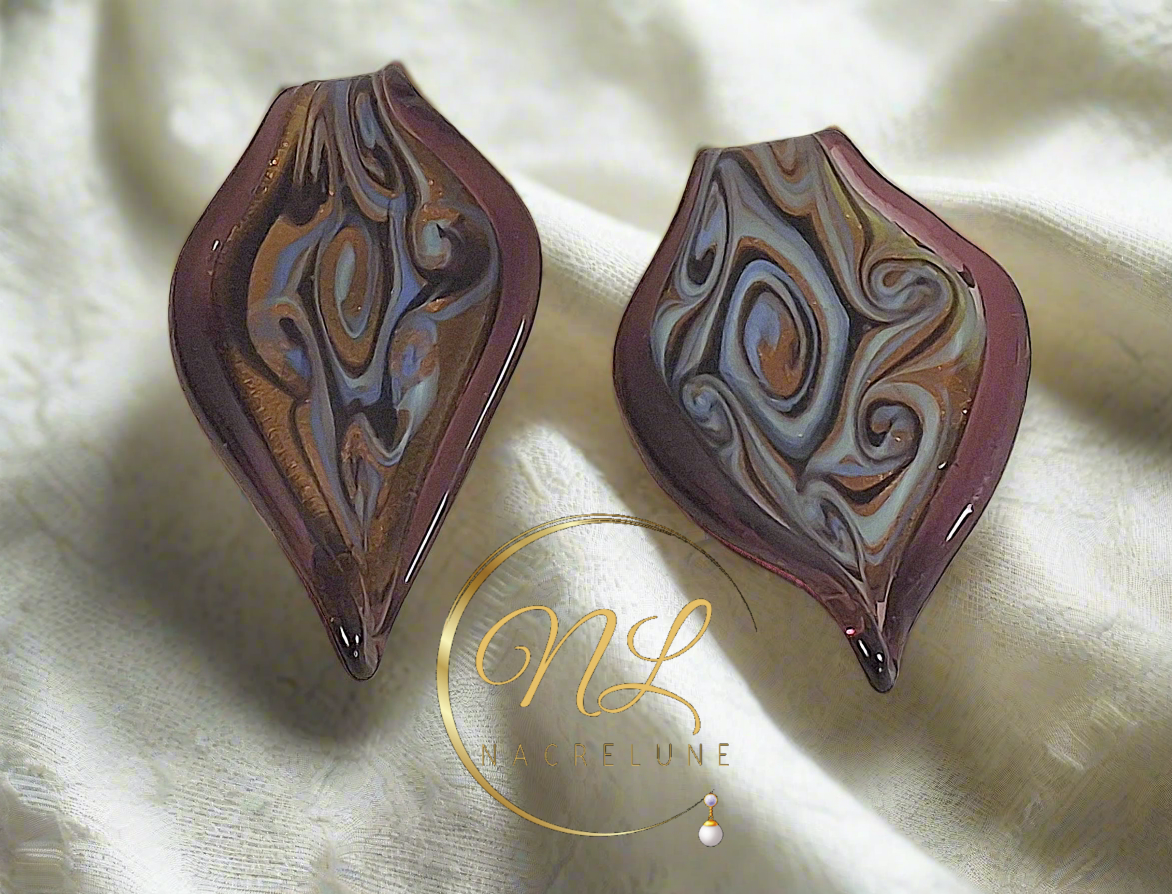 Pendentif en verre artistique en forme de feuille nacrelune.com pendentif