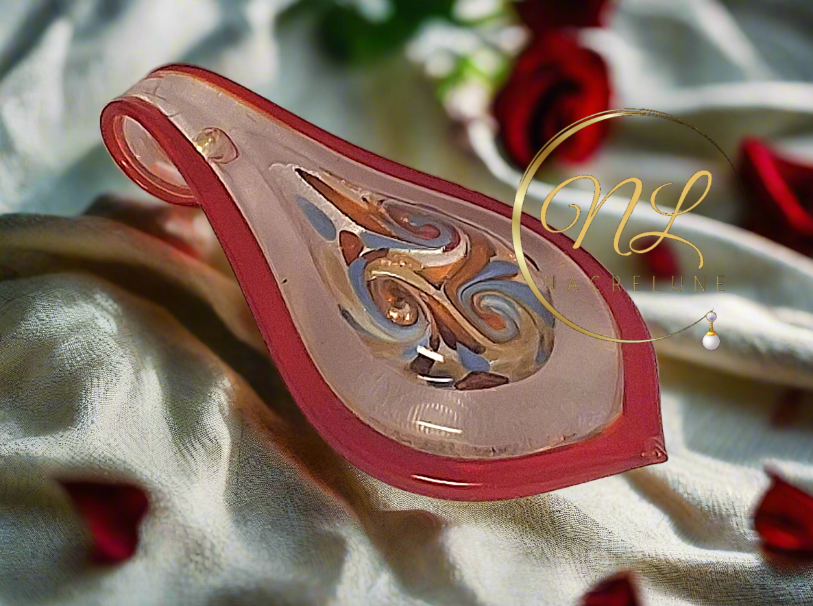Pendentif en verre multicolore Rouge nacrelune.com pendentif