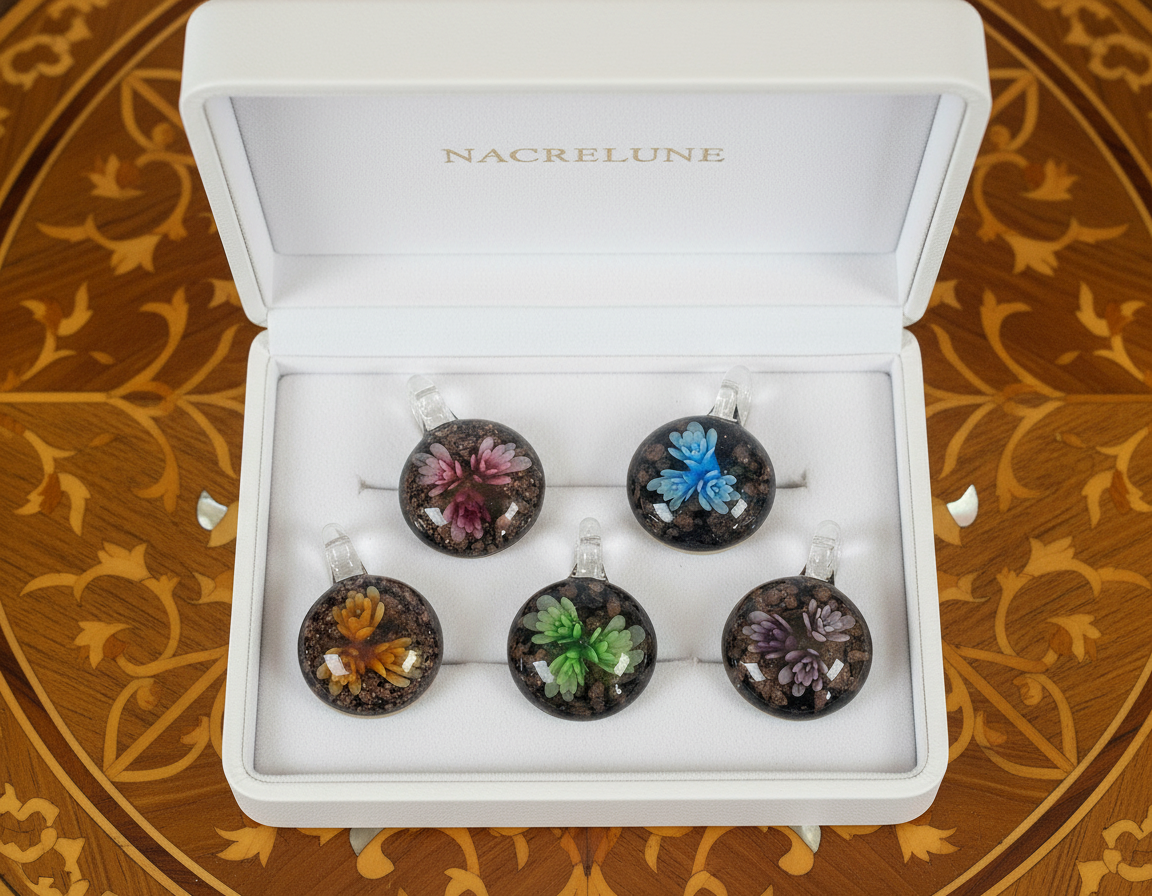 Pendentif en verre fleuri NACRELUNE pendentif