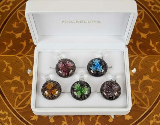 Pendentif en verre fleuri NACRELUNE pendentif