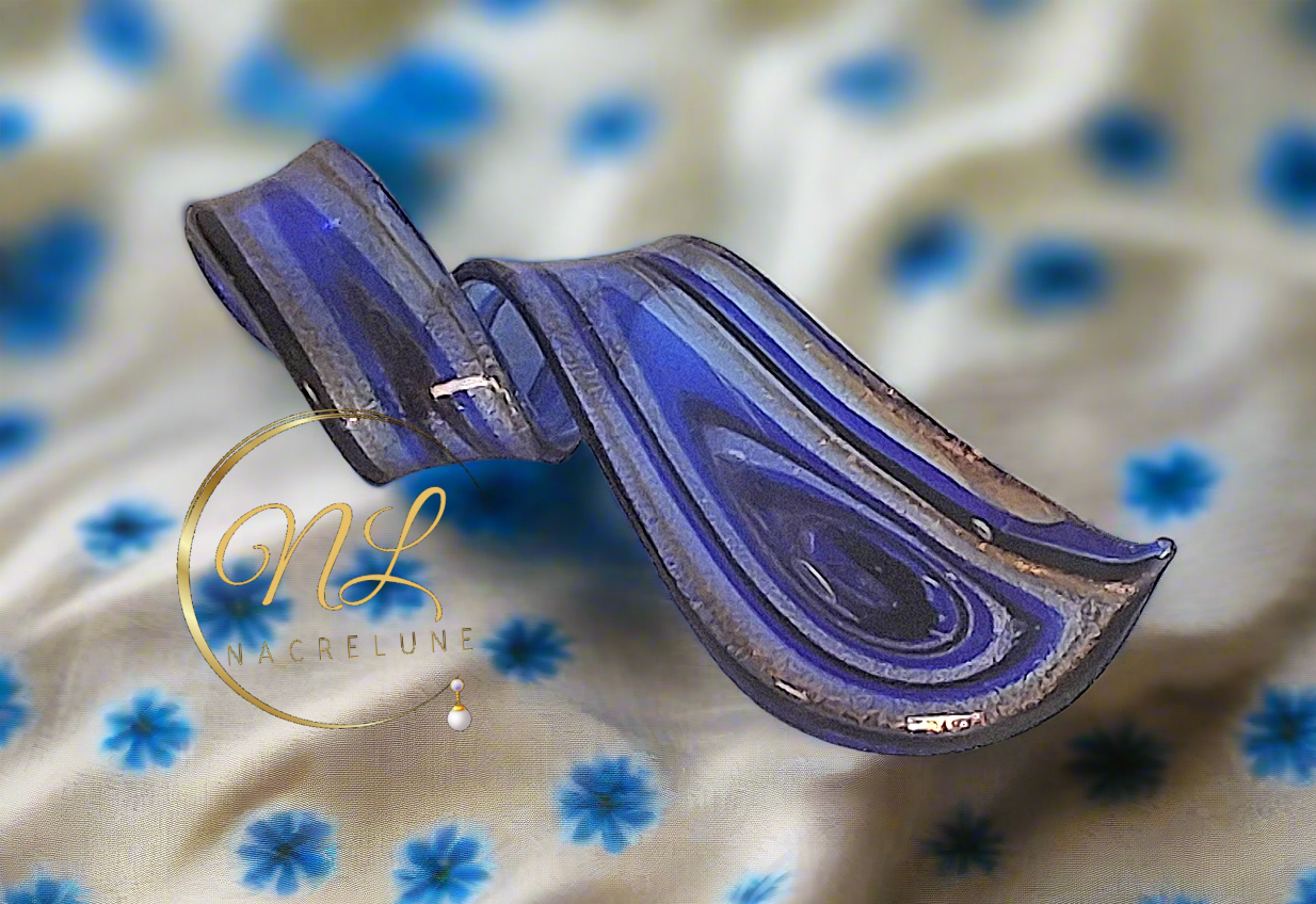 Grand pendentif en verre multicolore Bleu nacrelune.com pendentif