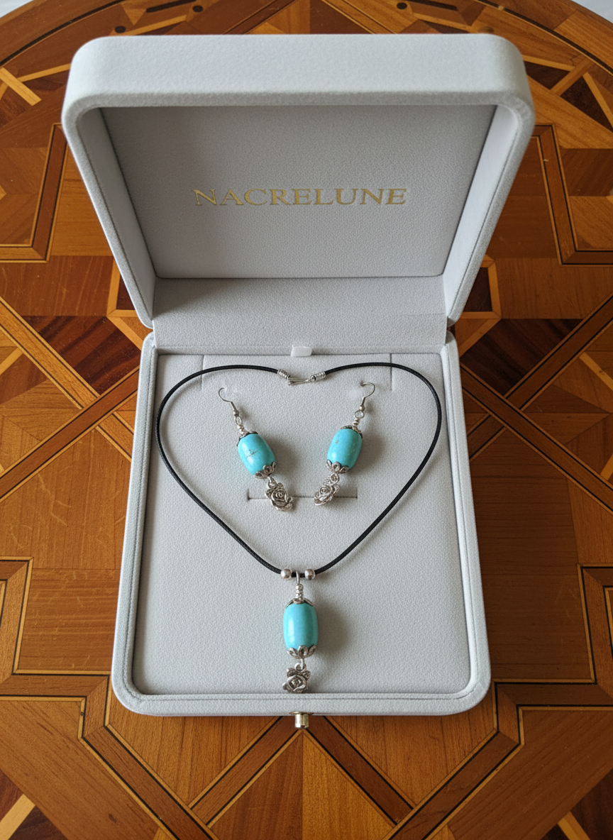 Parure turquoise véritable turquoise NACRELUNE parure