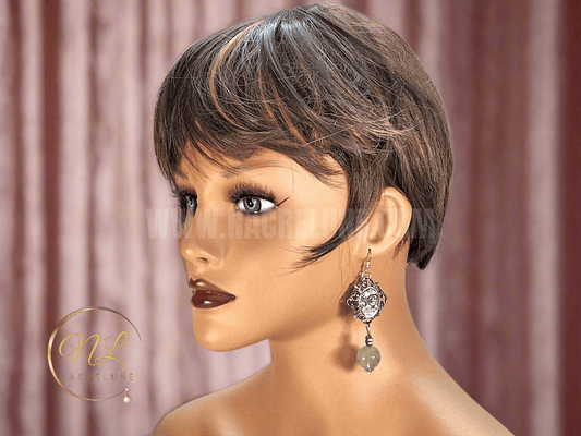 Boucles d'oreille en fluorite naturelle avec camée