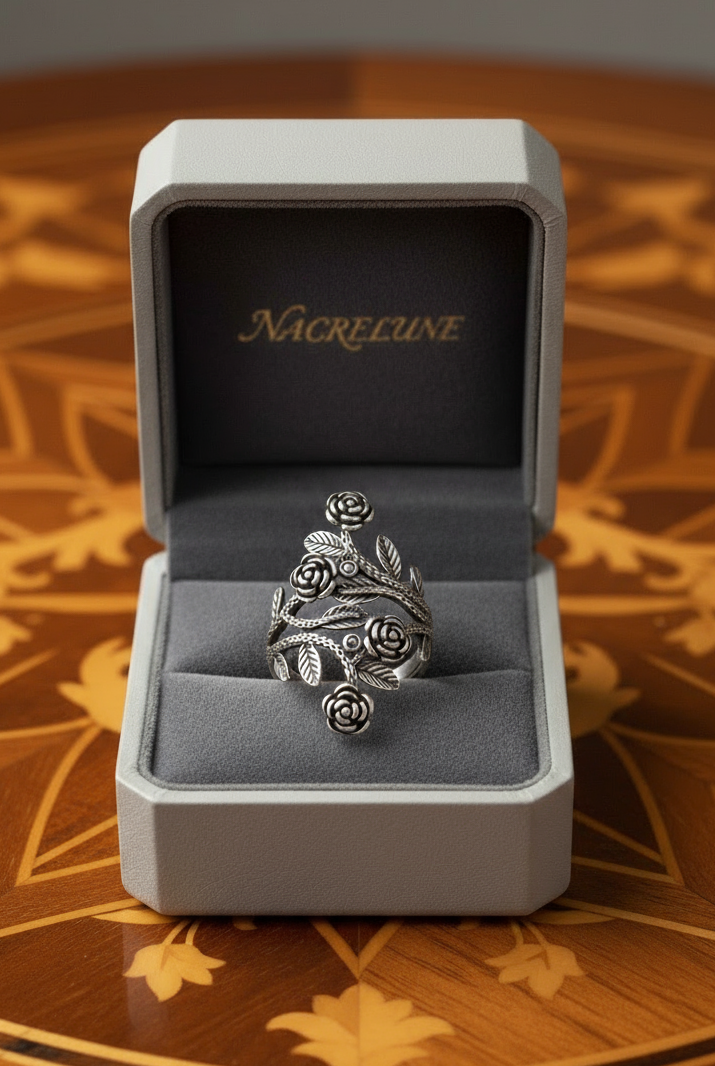 Bague réglable fantaisie avec roses nacrelune.com Bague