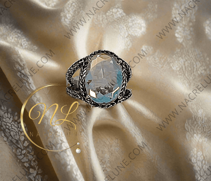 Bague en argent 925 avec topaze traitée mystique multicolore