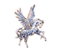 Broche cheval ailé en porcelaine Bleu nacrelune.com broche