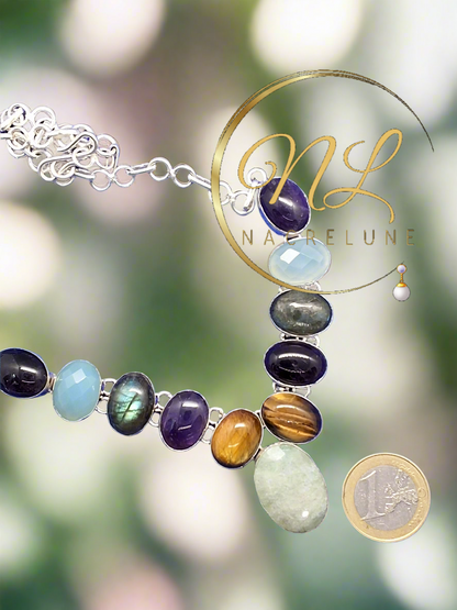 Collier en argent et pierres fines
