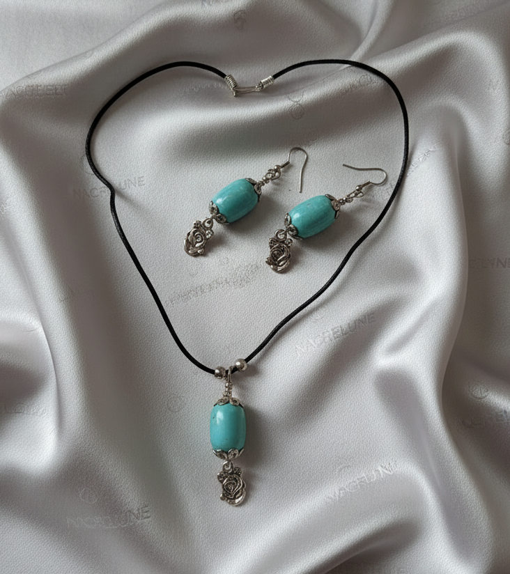 Parure turquoise véritable nacrelune.com parure