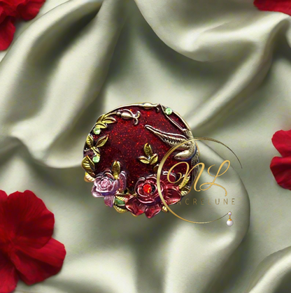 Pendentif en émail fleur, rouge