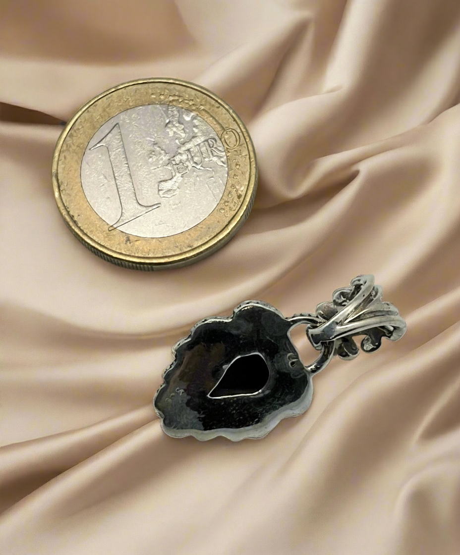 Petit pendentif argent et oeil du tigre NACRELUNE pendentif