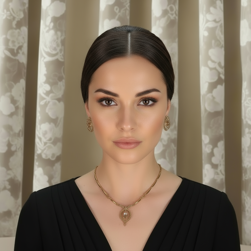 Parure stylisée en strass roses NACRELUNE parure