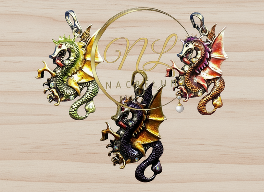 🎃Pendentif en forme de dragon, choisissez votre couleur. NACRELUNE collier