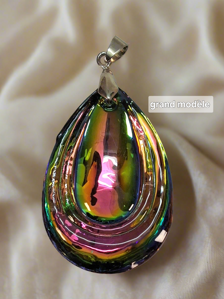 Pendentif en verre coloré Multicolore foncé Grand nacrelune.com pendentif