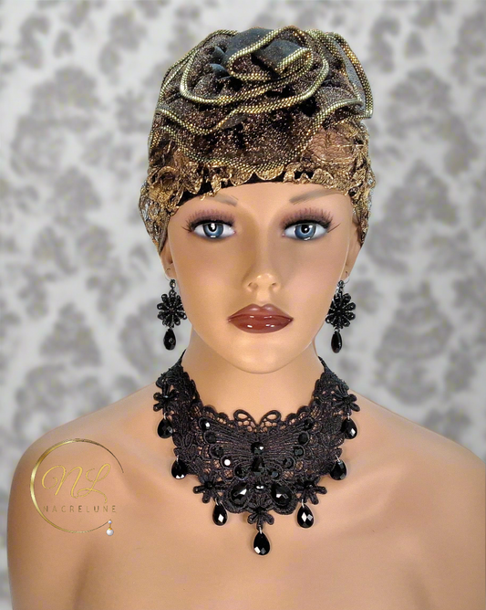 Parure fantaisie en dentelle noire