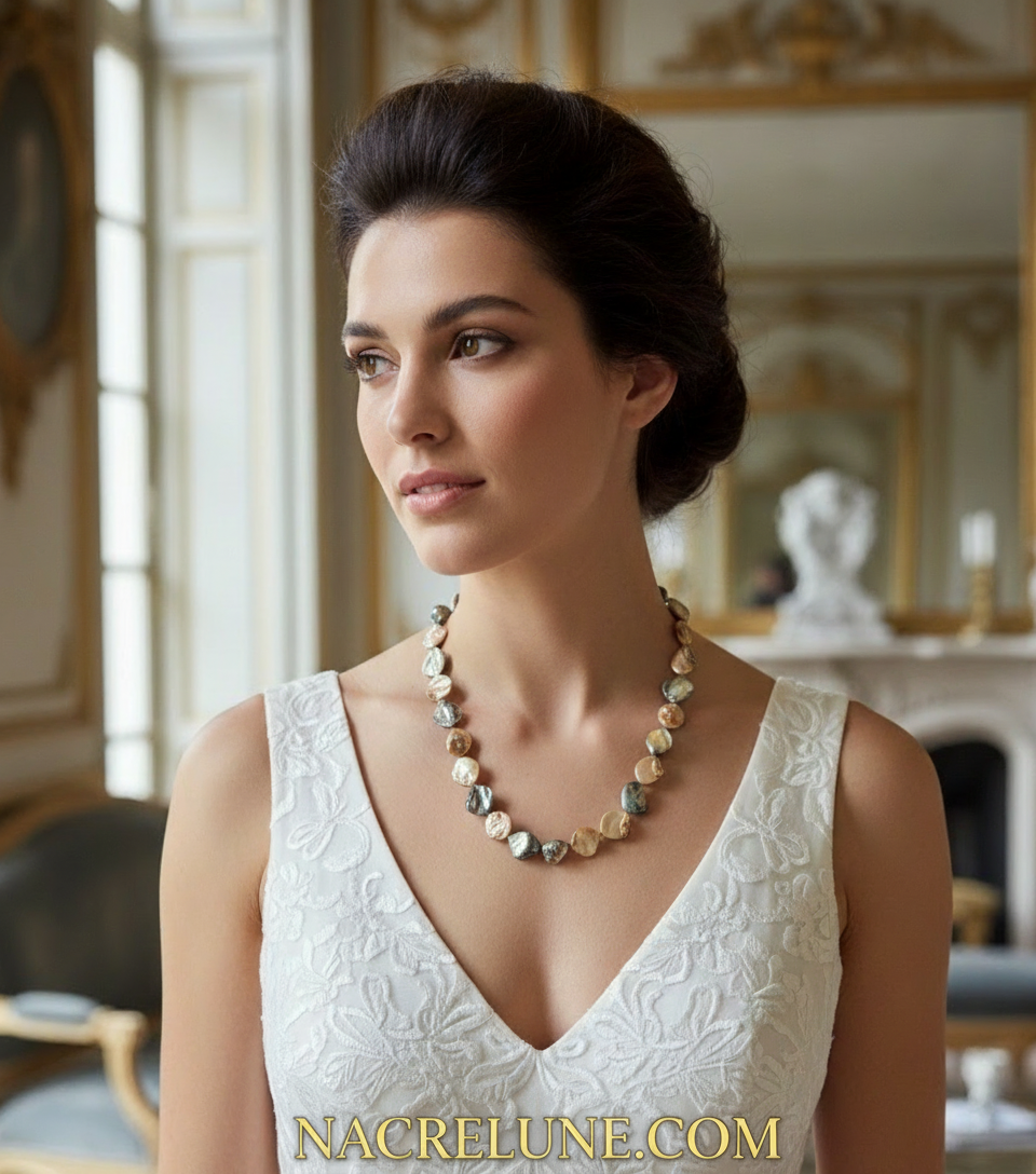 Collier en Pastilles de Nacre Métallisée – Bijou Artisanal Nacrelune nacrelune.com collier