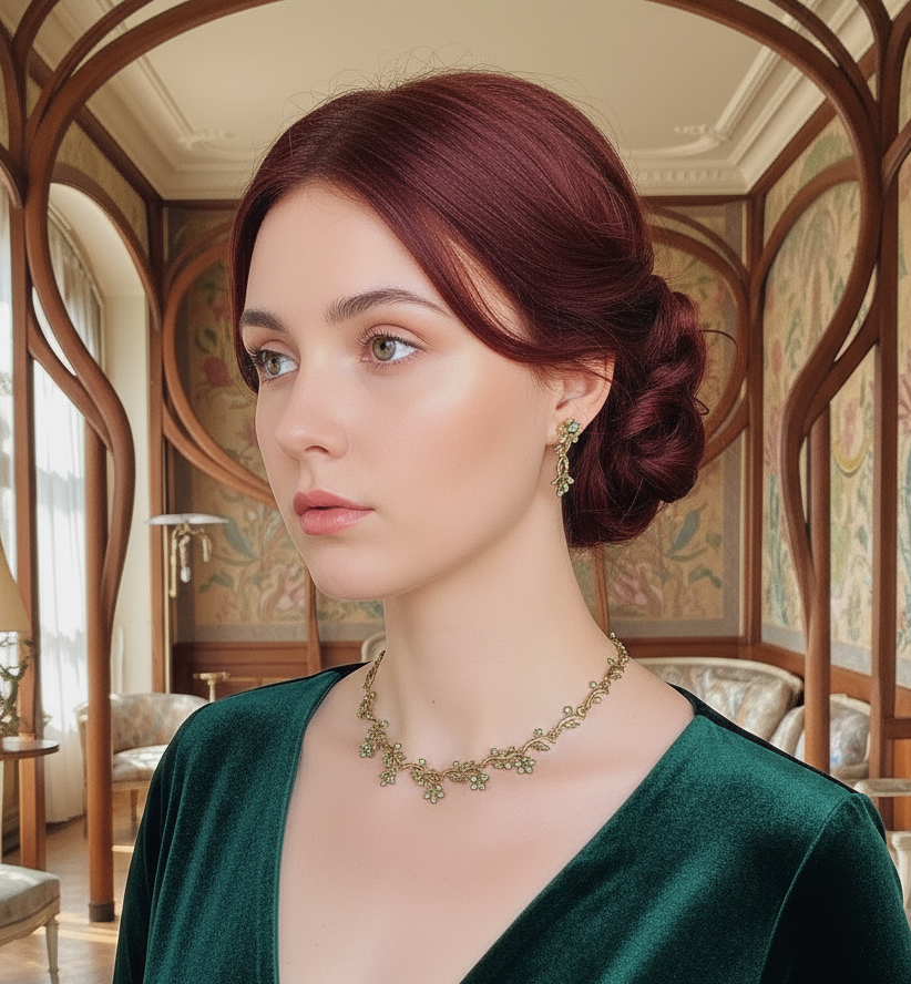 Parure en strass vert pale nacrelune.com parure