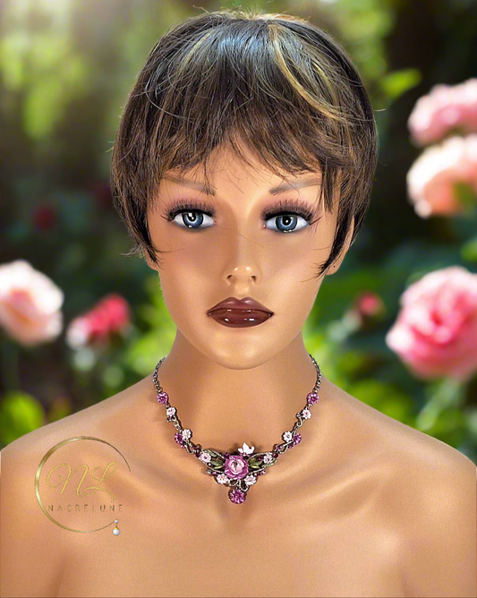 Collier fleurs en émail