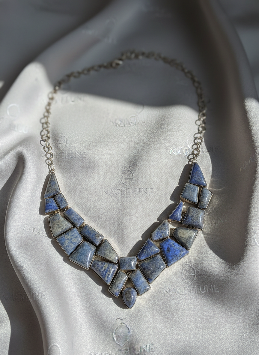 Collier en argent 925 et lapis lazuli nacrelune.com collier