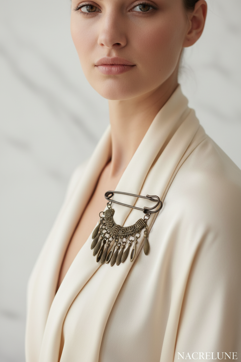 Broche Style Vieil Or | Bijou Vintage & Artisanal | NACRELUNE nacrelune.com broche
