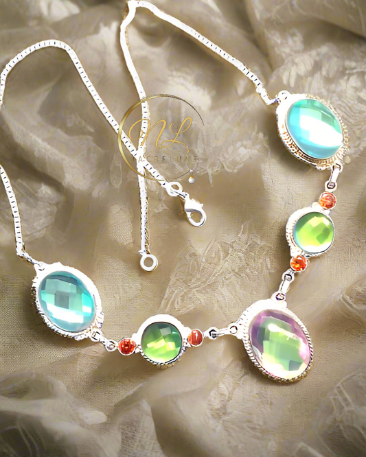 Collier argent 925 et topazes mystiques claires