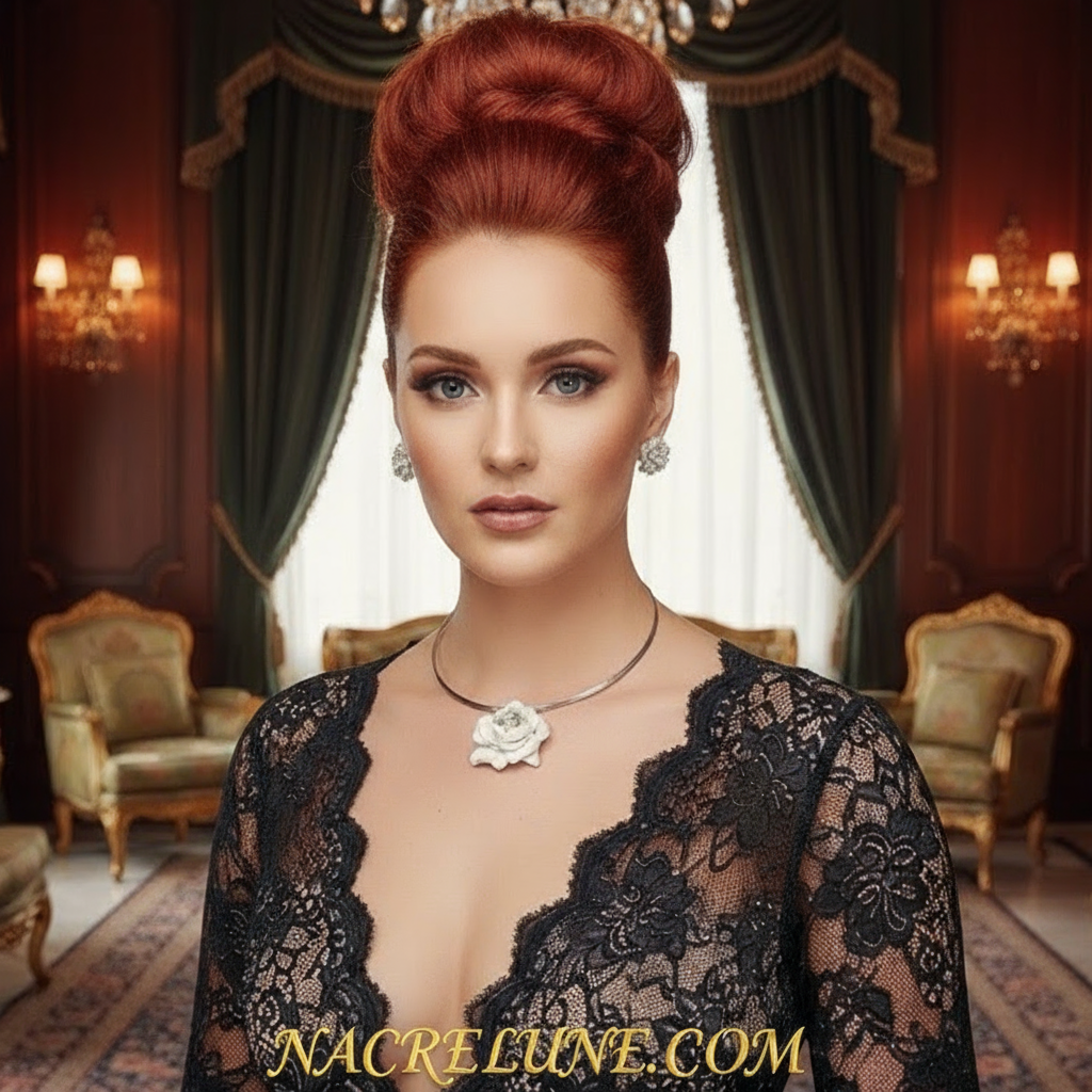 Parure roses anglaises en métal émaillé NACRELUNE parure