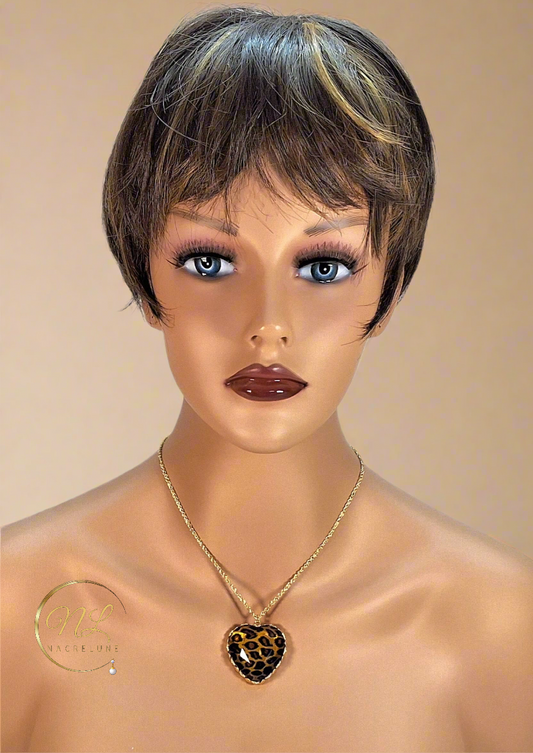 Pendentif fantaisie en forme de coeur tigré