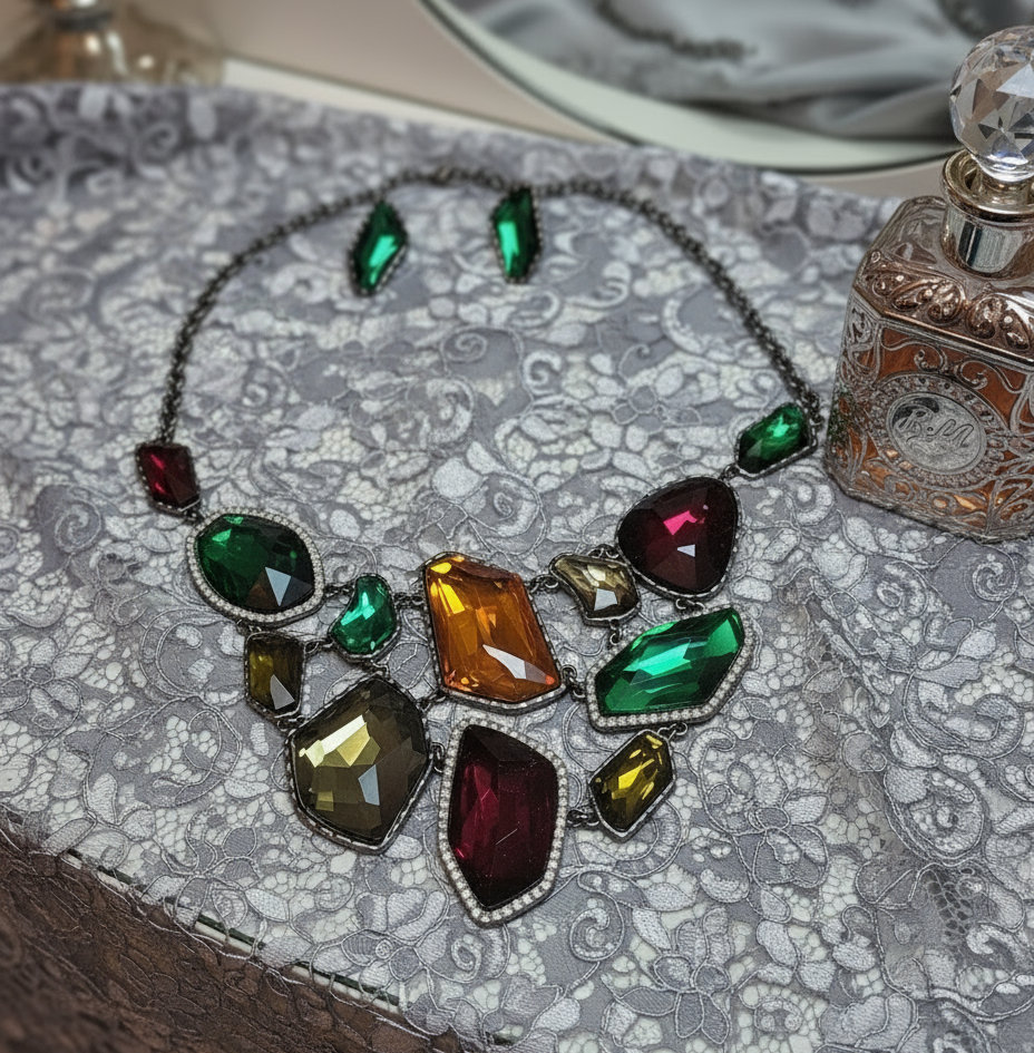 Parure en strass multicolores très légère nacrelune.com parure
