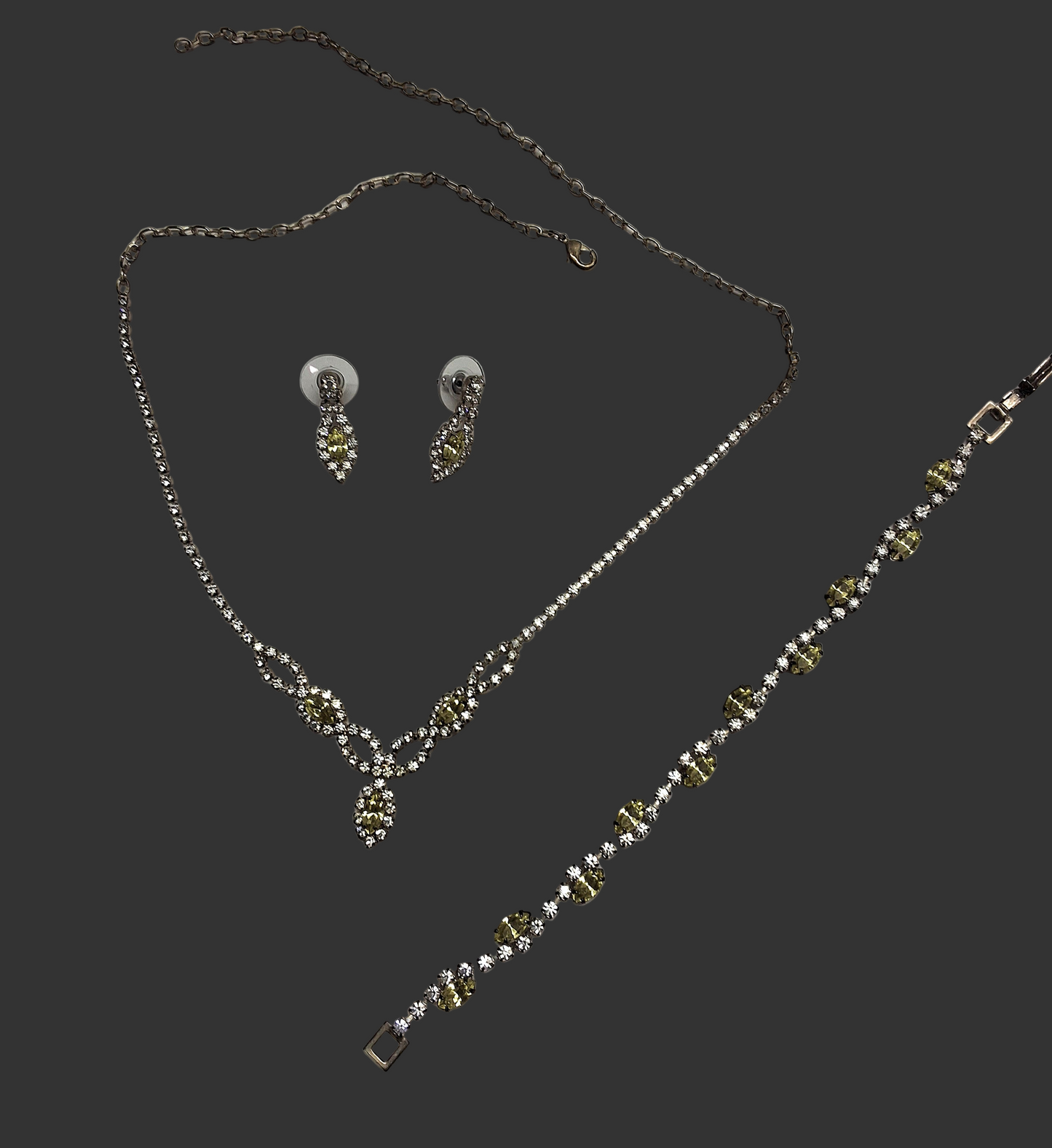 👑Parure complète en strass jaunes et blancs NACRELUNE