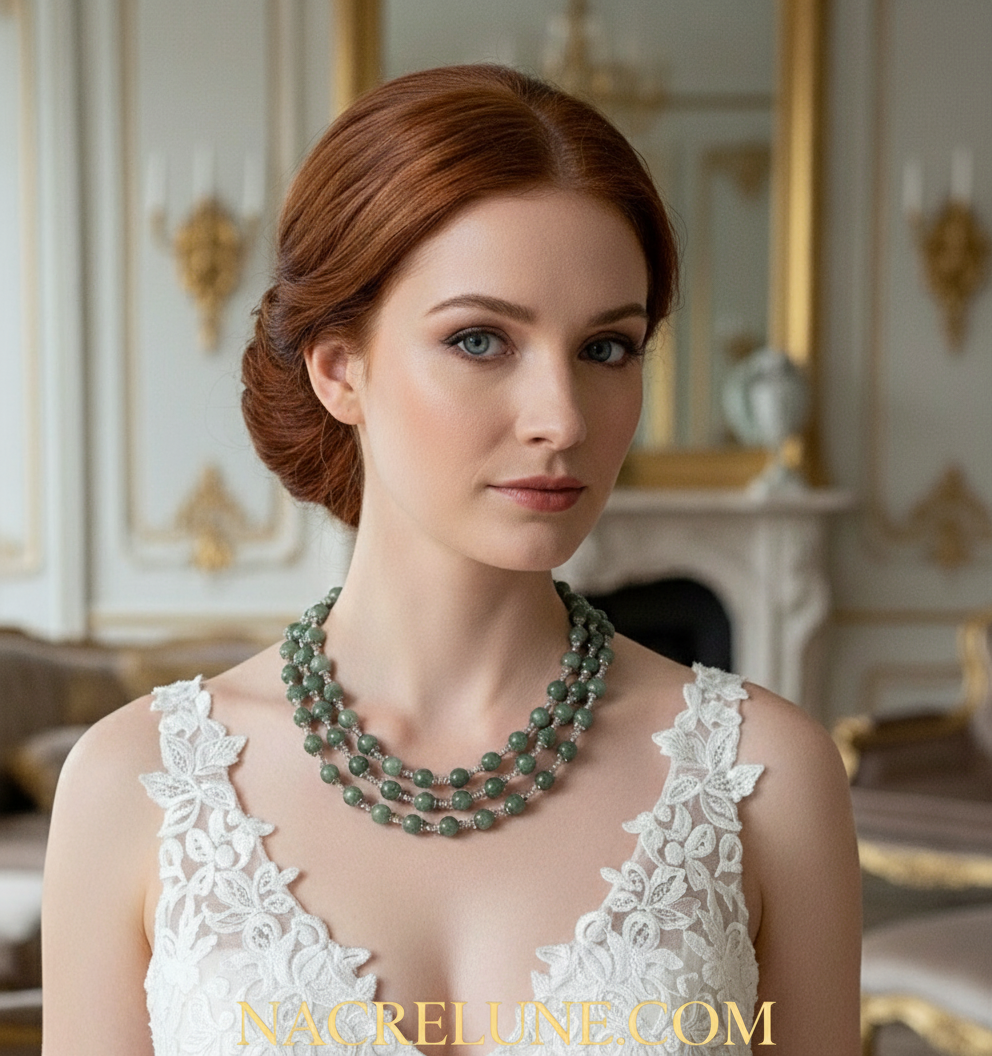Collier en perles de jade nacrelune.com collier