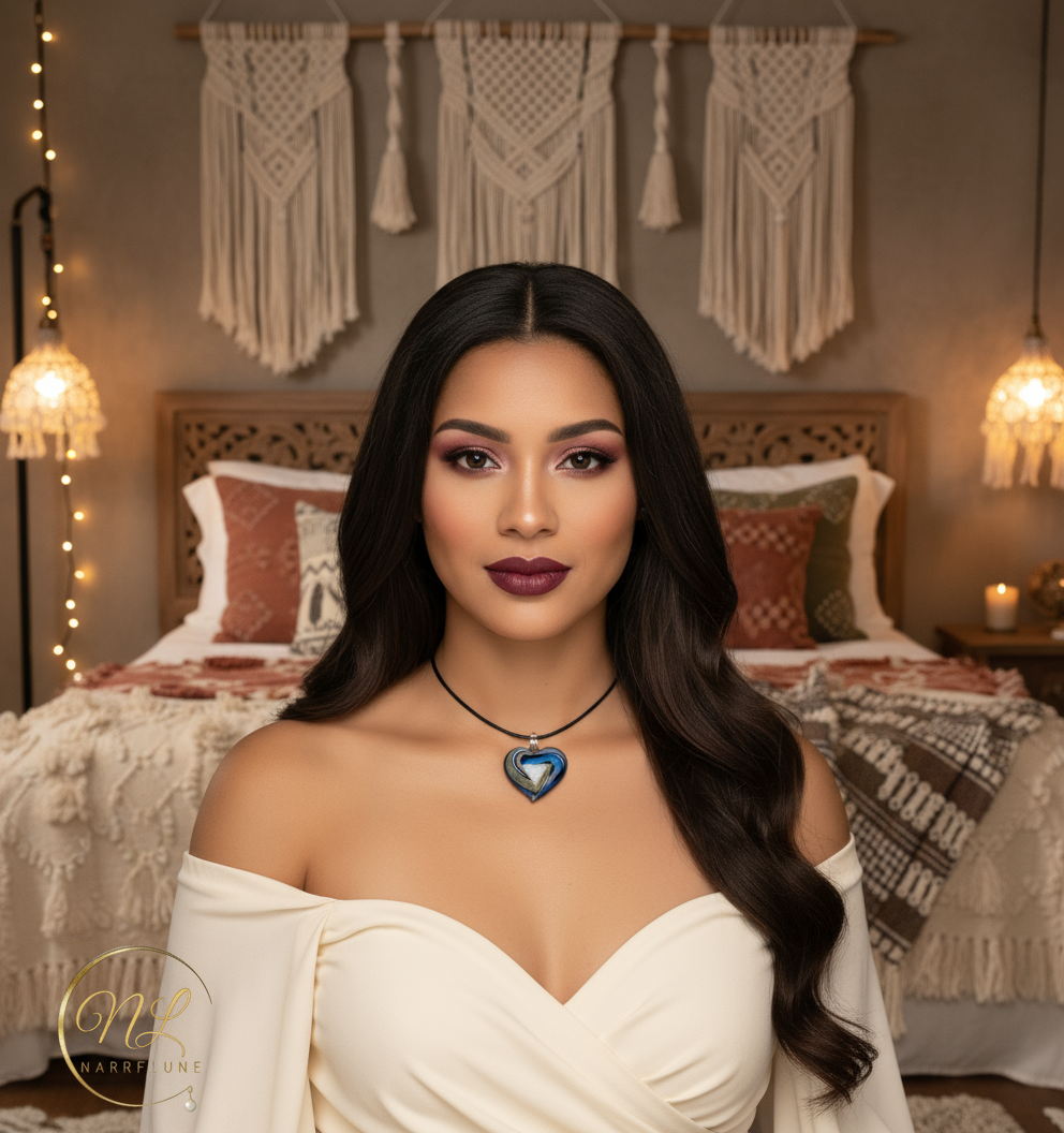 Pendentif coeur en verre multicolore NACRELUNE pendentif