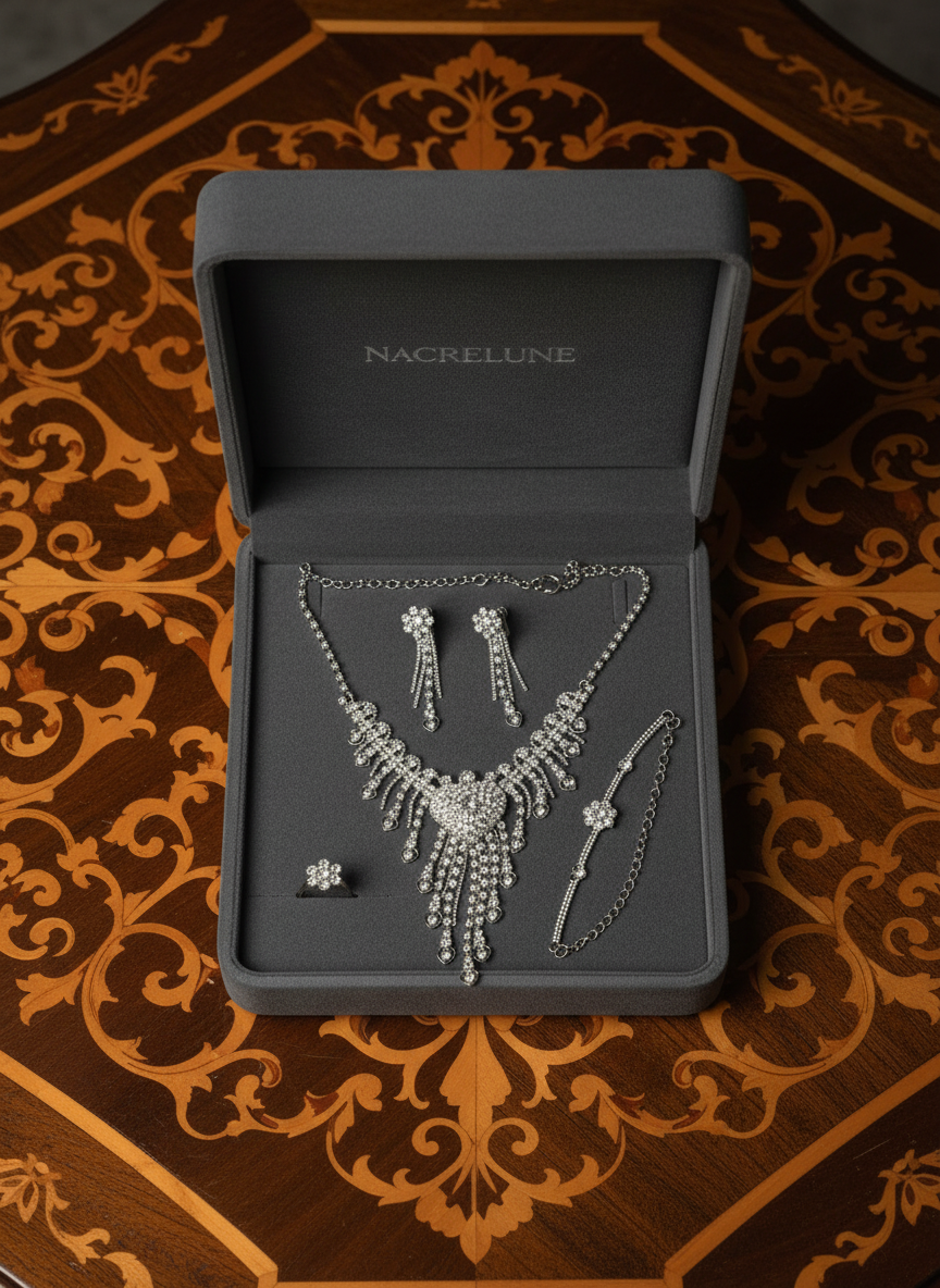 Parure strass complète coeur NACRELUNE parure