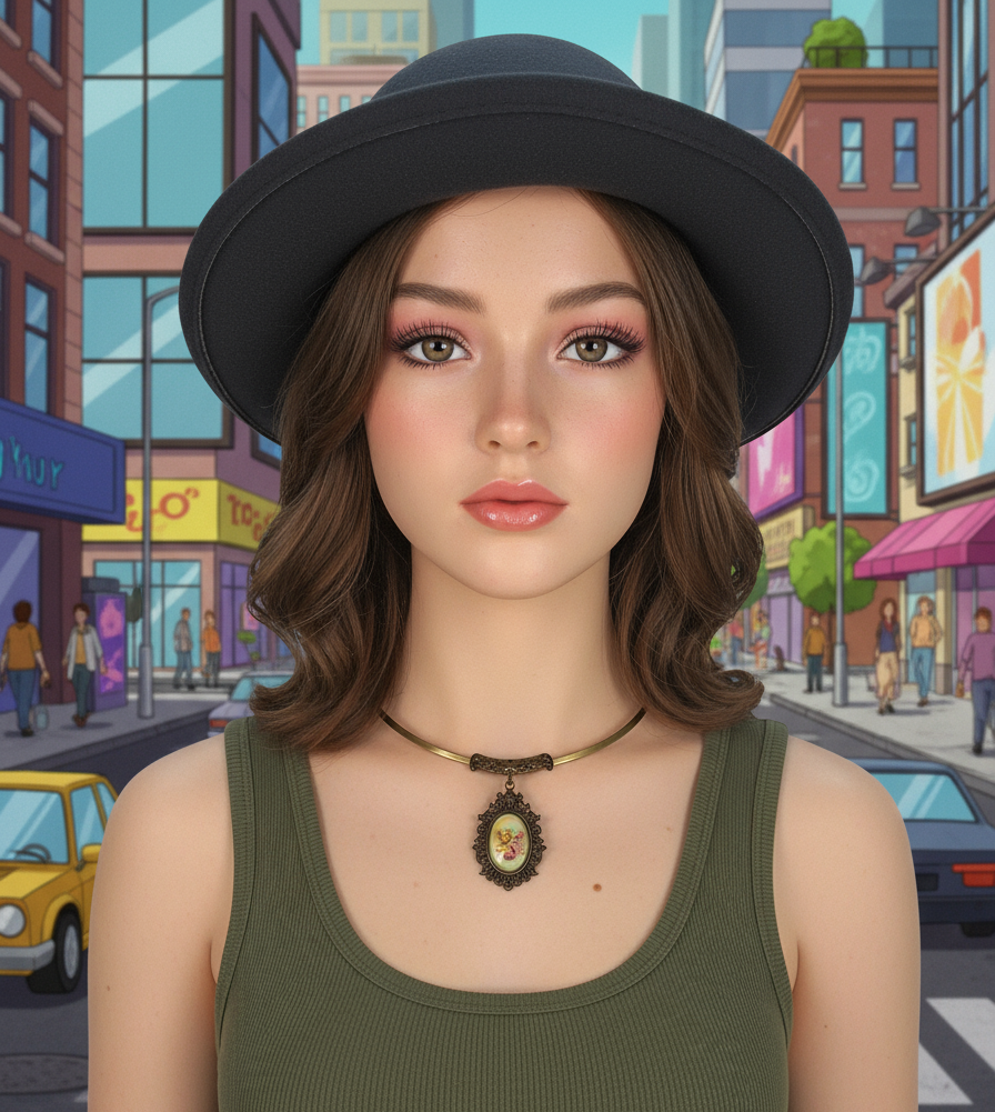 Pendentif camée artisanal avec une fée des fleurs nacrelune.com collier