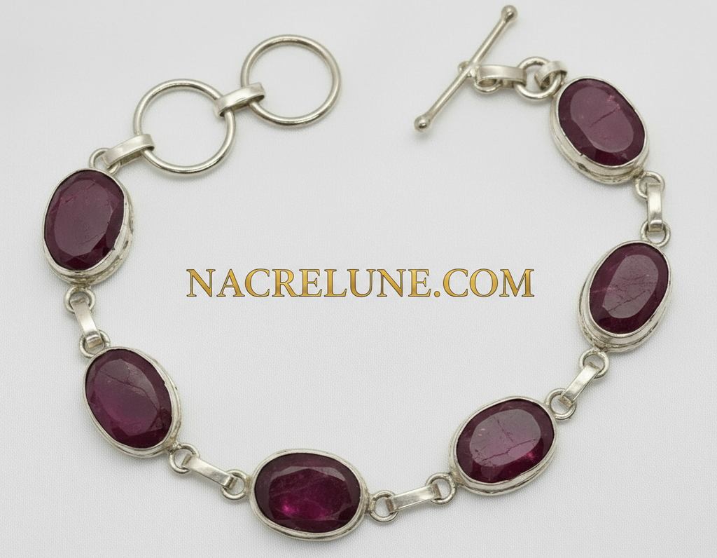 Bracelet en rubis facetté sur argent nacrelune.com bracelet